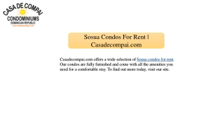 Sosua Condos For Rent | Casadecompai.com