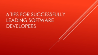 6 tips for successfully leading software developers