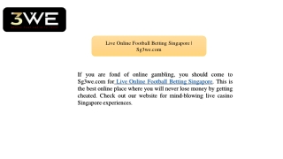 Live Online Football Betting Singapore | Sg3we.com