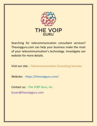 Telecommunication Consulting Services Thevoipgurucom