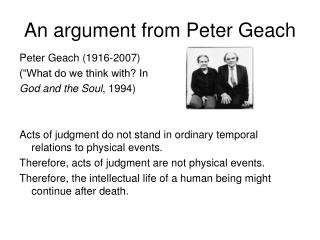 An argument from Peter Geach