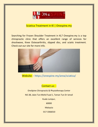 Sciatica Treatment in Kl  Onespinemy