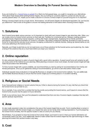 Modern Guide to Finding Funeral Houses