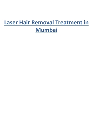 Laser Hair Removal Treatment in Mumbai