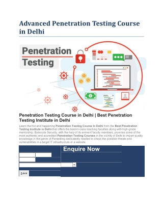 Advanced Penetration Testing Course in Delhi
