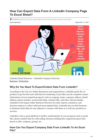 How Can Export Data From A LinkedIn Company Page To Excel