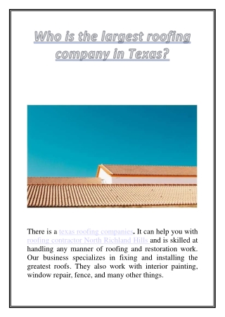 Who is the largest roofing company in Texas