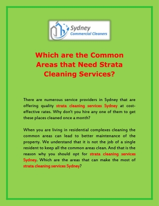 Which are the Common Areas that Need Strata Cleaning Services?