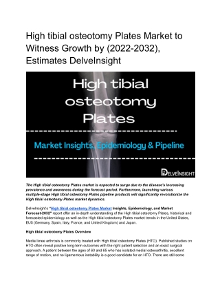 High tibial osteotomy Plates Market Trends and Forecast