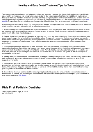 Healthy and also Easy Dental Care Tips for Teens