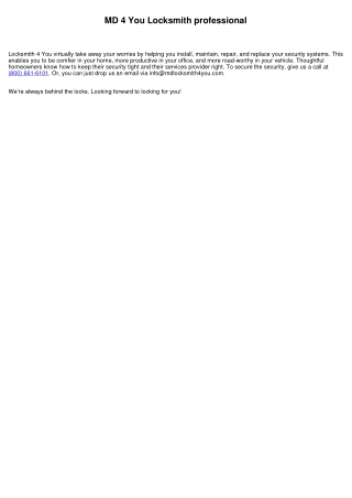 MD 4 You Locksmith professional