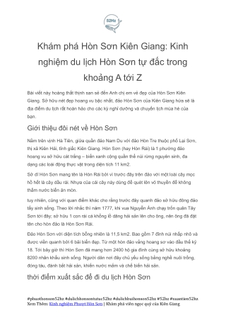 Kinh Nghiem Phuot Dao Hon Son Kien Giang Tu Tuc Xuantien52hz