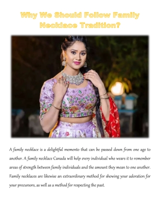 Why We Should Follow Family Necklace Tradition