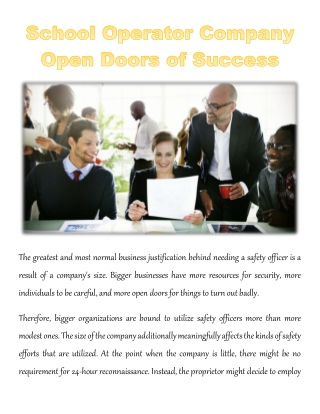 School Operator Company Open Doors of Success