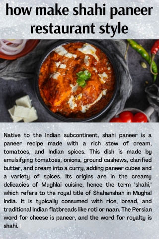 how make shahi paneer restaurant style Mohit Bansal Chandigarh