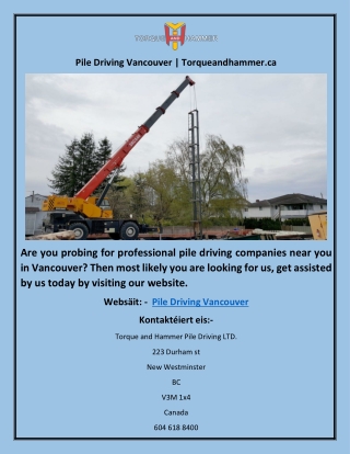 Pile Driving Vancouver | Torqueandhammer.ca