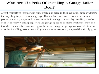 What Are The Perks Of Installing A Garage Roller Door?