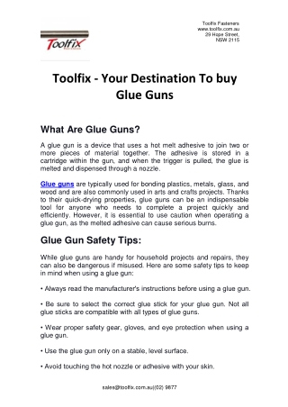 Toolfix - Your Destination To Buy Glue Guns