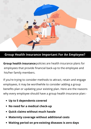 Group Health Insurance Important For An Employee