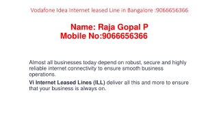 VODAFONE IDEA Internet Leased Line @ 9066656366_Bangalore, Chennai, Hyderabad .