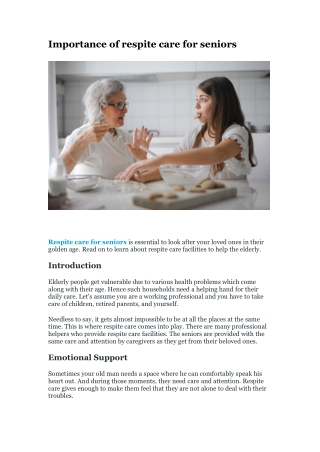 Importance of respite care for seniors
