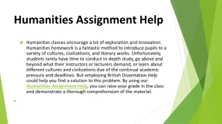 Humanities Assignment Help from our Experts