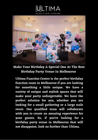 Make your birthday a special one at the best birthday party venue in Melbourne