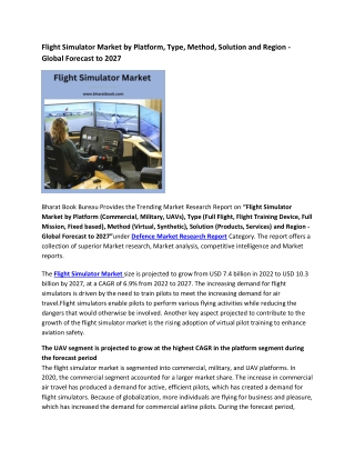 Global Flight Simulator Market Research Report 2022-2027