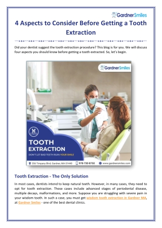 4 Aspects to Consider Before Getting a Tooth Extraction