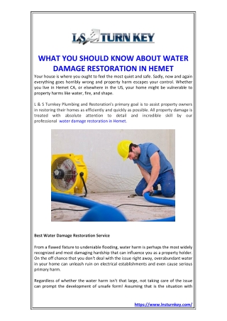 WHAT YOU SHOULD KNOW ABOUT WATER DAMAGE RESTORATION IN HEMET