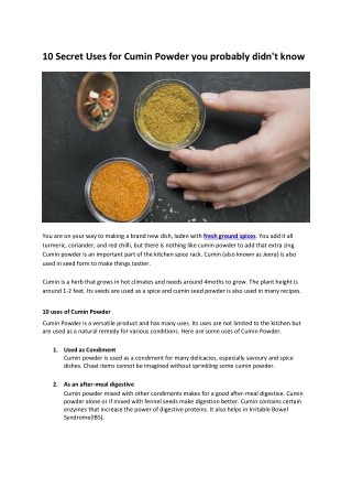 10 Secret Uses for Cumin Powder