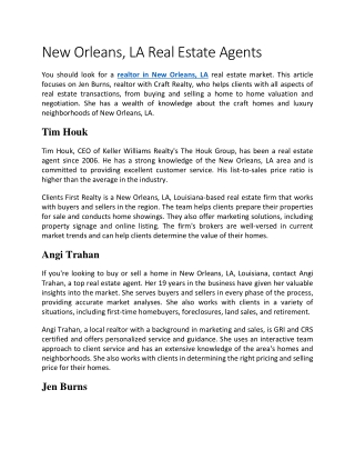New Orleans, LA Real Estate Agents
