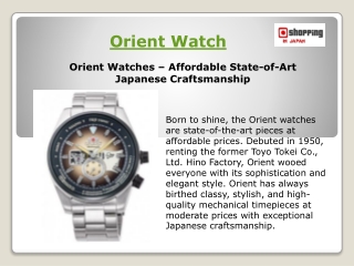 Orient Watches From Shopping In Japan