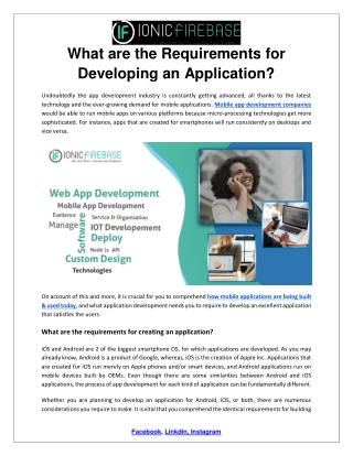 What are the Requirements for Developing an Application