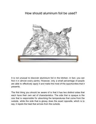 How should aluminum foil be used