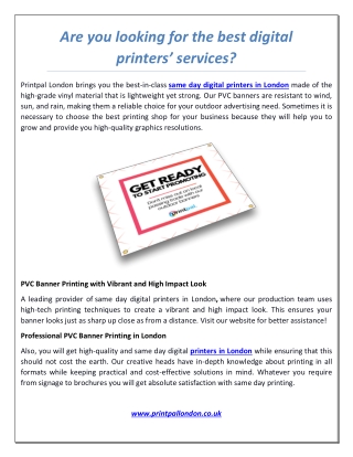 Are you looking for the best digital printers Services