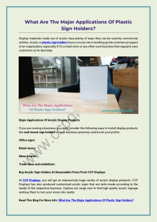 What Are The Major Applications Of Plastic Sign Holders