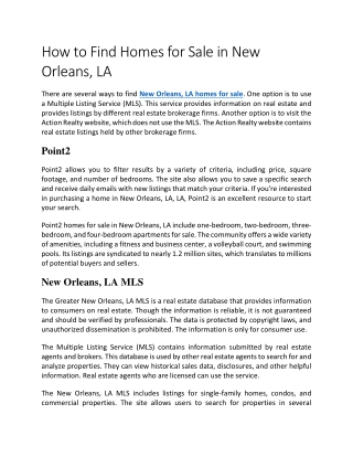 How to Find Homes for Sale in New Orleans, LA