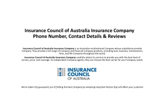 Insurance Council of Australia Insurance Company Phone Number