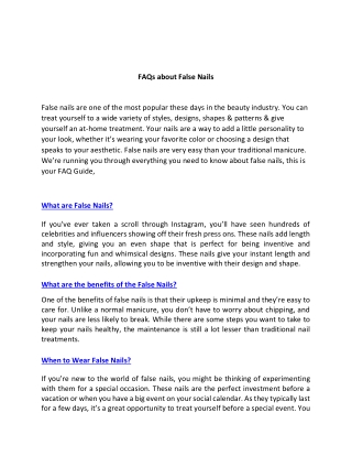 FAQs about False Nails