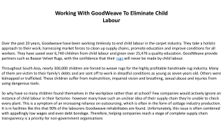 Working With GoodWeave To Eliminate Child Labour