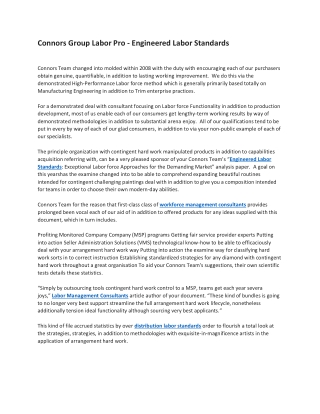 Connors Group Labor Pro - Engineered Labor Standards