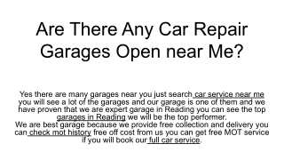 Are There Any Car Repair Garages Open near Me_
