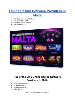 Online Casino Software Providers in Malta