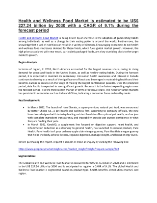 Health and Wellness Food Market