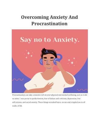 Overcoming Anxiety And Procrastination