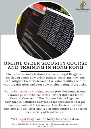 Online Cyber Security Course and Training in Hong Kong