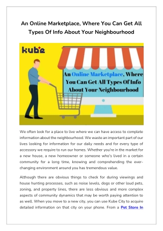 An Online Marketplace, Where You Can Get All Types Of Info About Your Neighbourhood