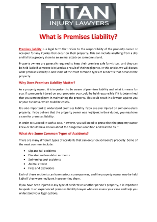 What is Premises Liability