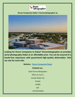 Drone Companies Dubai | Dronevideographer.ae